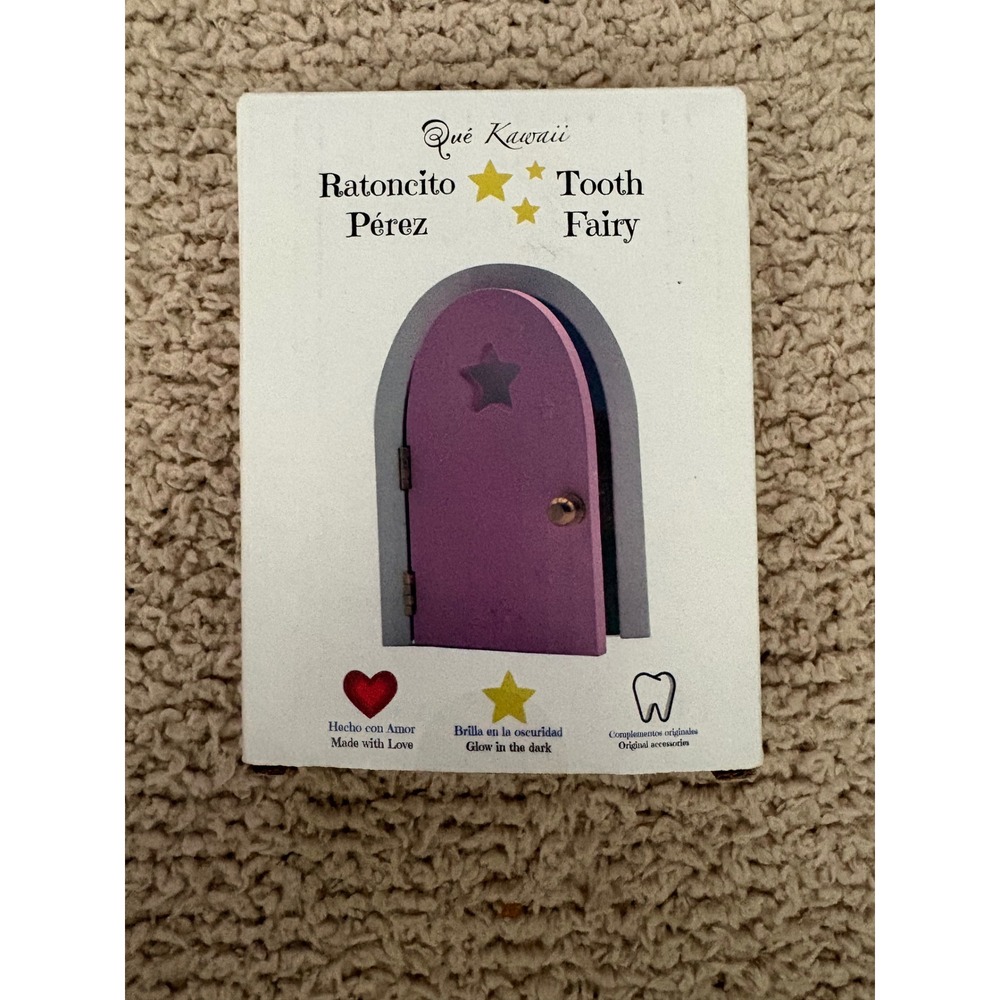 Que Kawaii Ratoncito Perez Tooth Fairy Door Set Pink Glow in the Dark w/ Ladder
